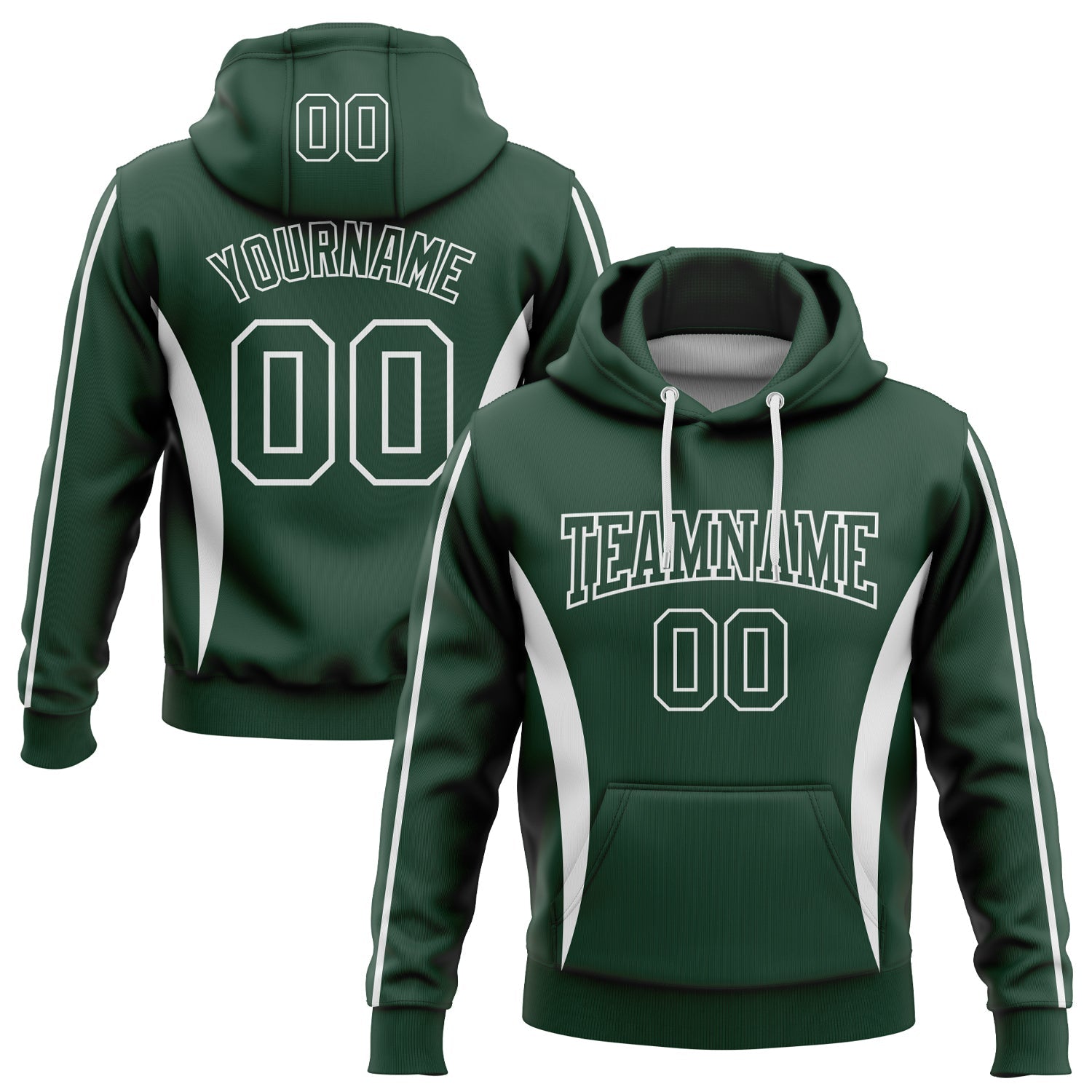 Custom Stitched Green White 3D Pattern Design Color Blocking Stripe Sports Pullover Sweatshirt Hoodie - Main View