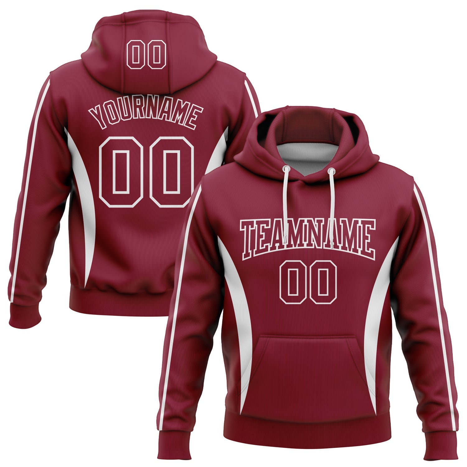Custom Stitched Crimson White 3D Pattern Design Color Blocking Stripe Sports Pullover Sweatshirt Hoodie - Main View