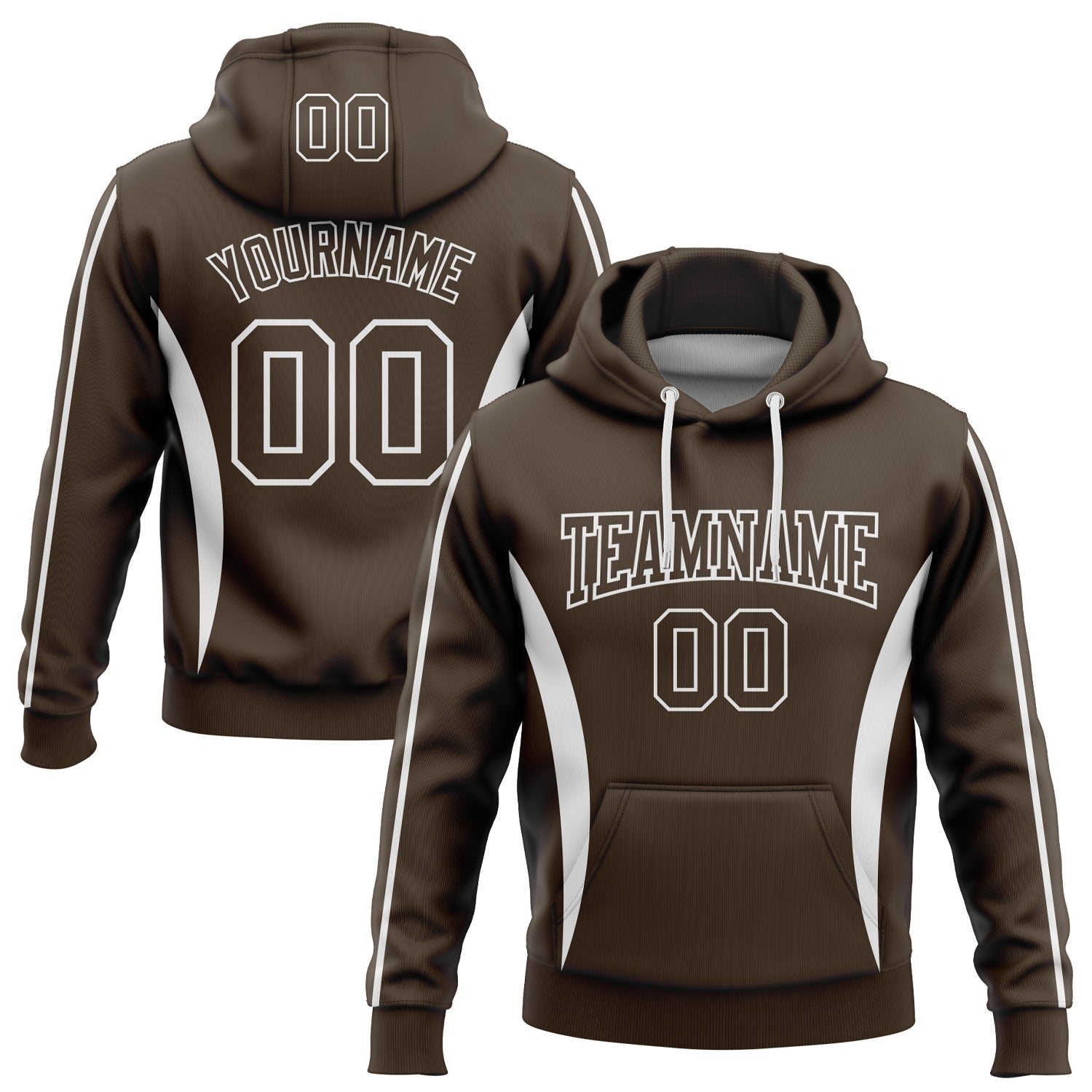 Custom Stitched Brown White 3D Pattern Design Color Blocking Stripe Sports Pullover Sweatshirt Hoodie - Main View