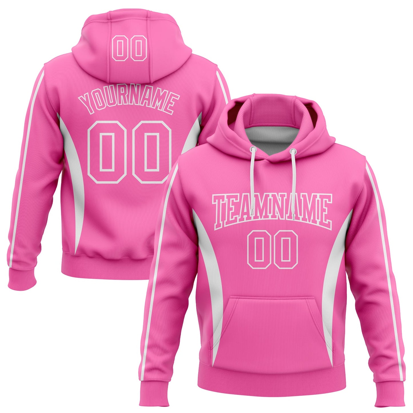 Custom Stitched Pink White 3D Pattern Design Color Blocking Stripe Sports Pullover Sweatshirt Hoodie - Main View