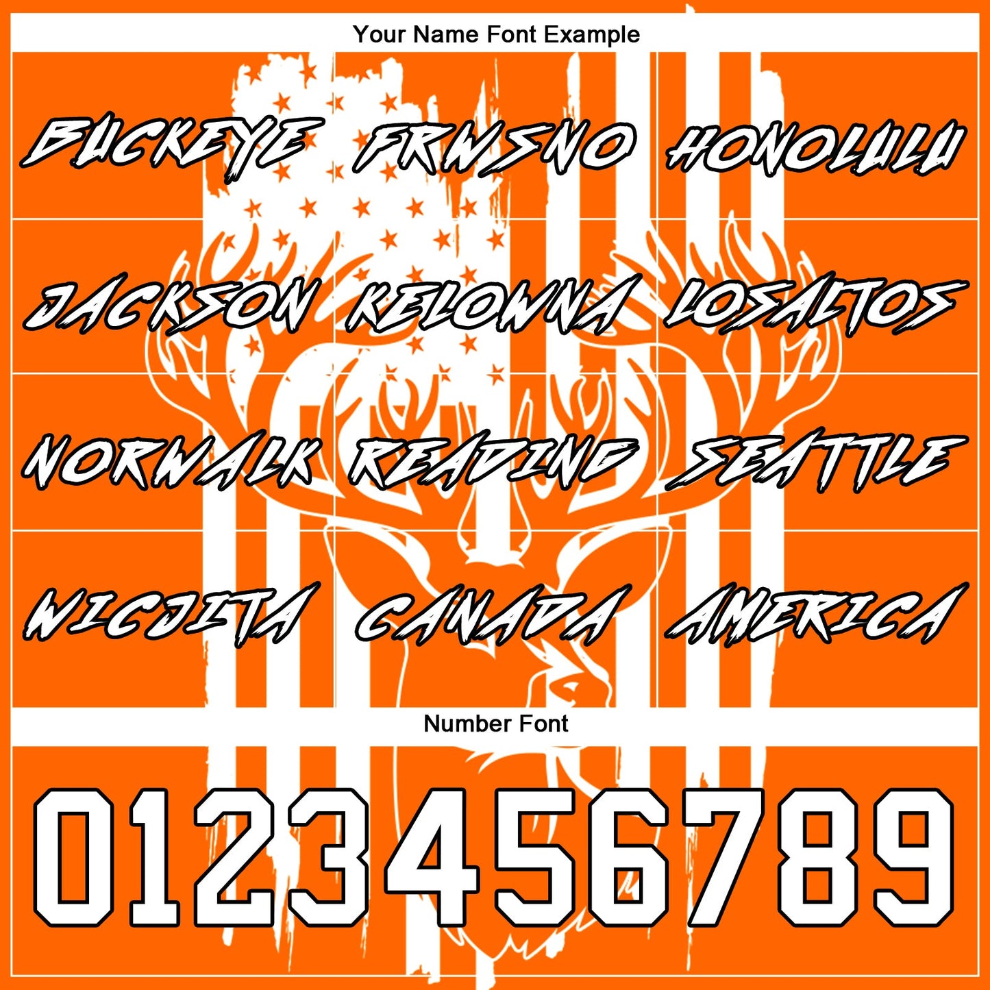 Custom Bay Orange White-Black 3D American Flag And Deer Hunting Sports Pullover Sweatshirt Hoodie view 4