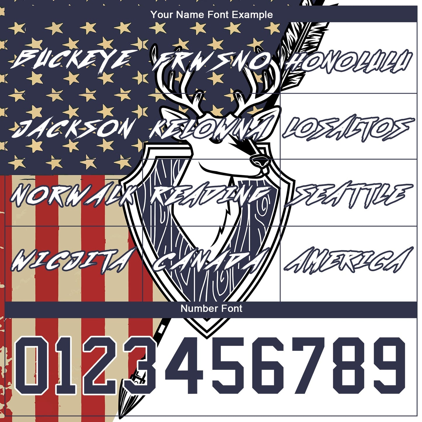 Custom White Navy 3D American Flag And Deer Hunting Sports Pullover Sweatshirt Hoodie view 3