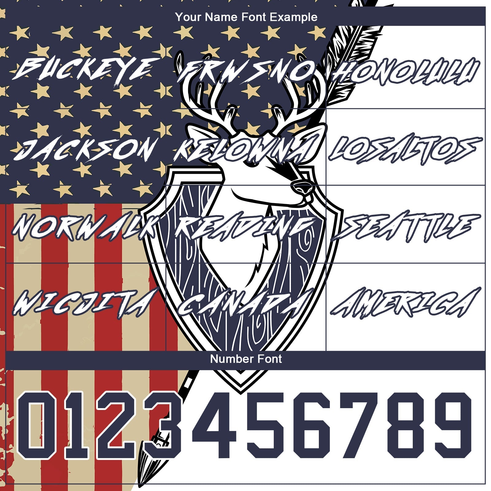 Custom White Navy 3D American Flag And Deer Hunting Sports Pullover Sweatshirt Hoodie view 3