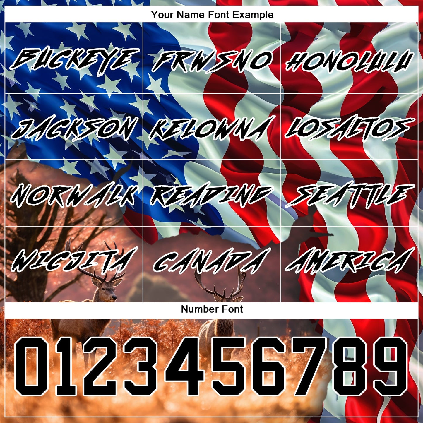 Custom Black White 3D American Flag And Deer Hunting Sports Pullover Sweatshirt Hoodie view 3