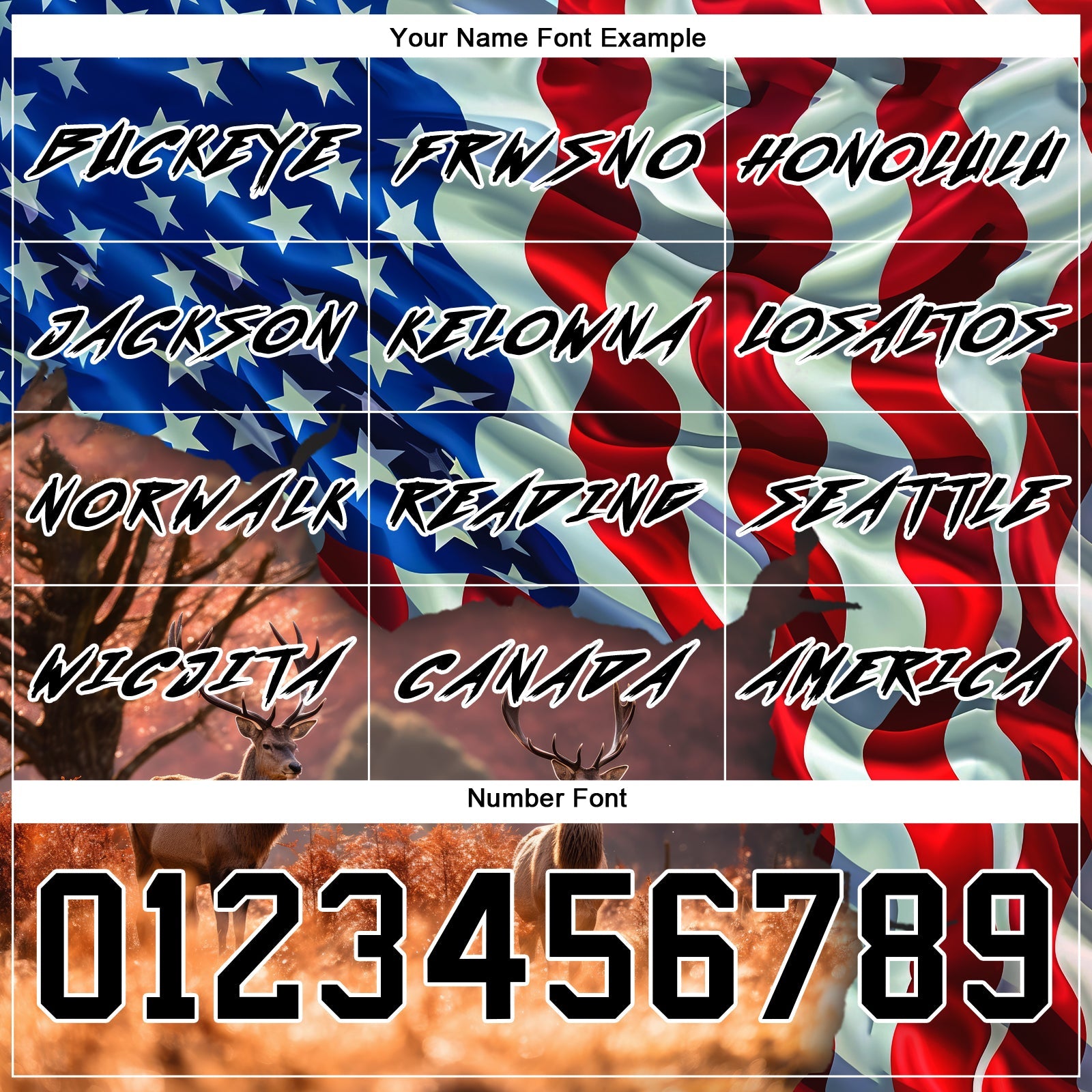 Custom Black White 3D American Flag And Deer Hunting Sports Pullover Sweatshirt Hoodie view 3