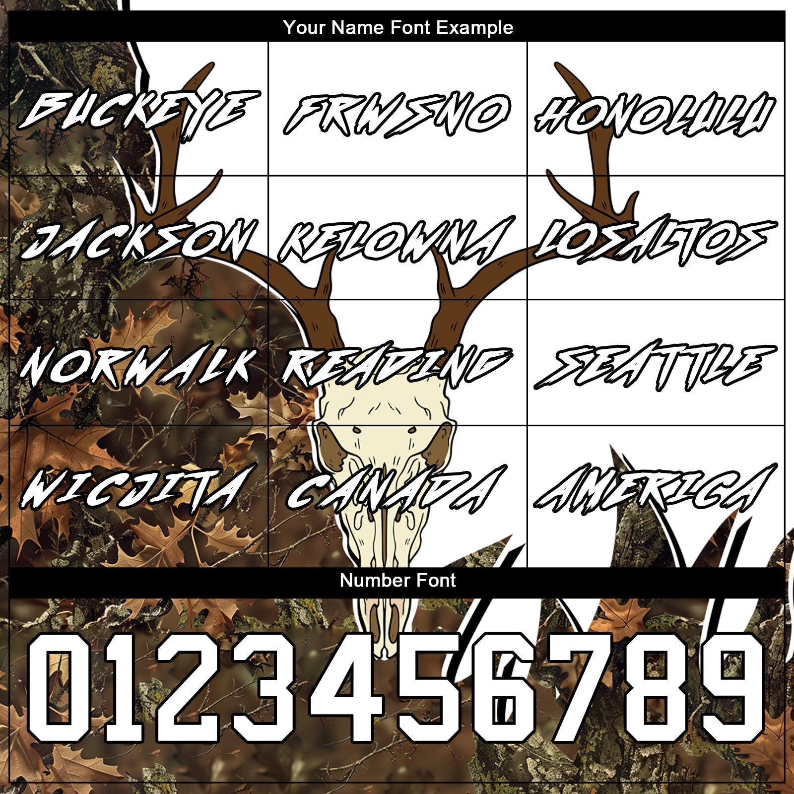 Custom White Black-Camo 3D Deer Skull Hunting Sports Pullover Sweatshirt Hoodie view 3