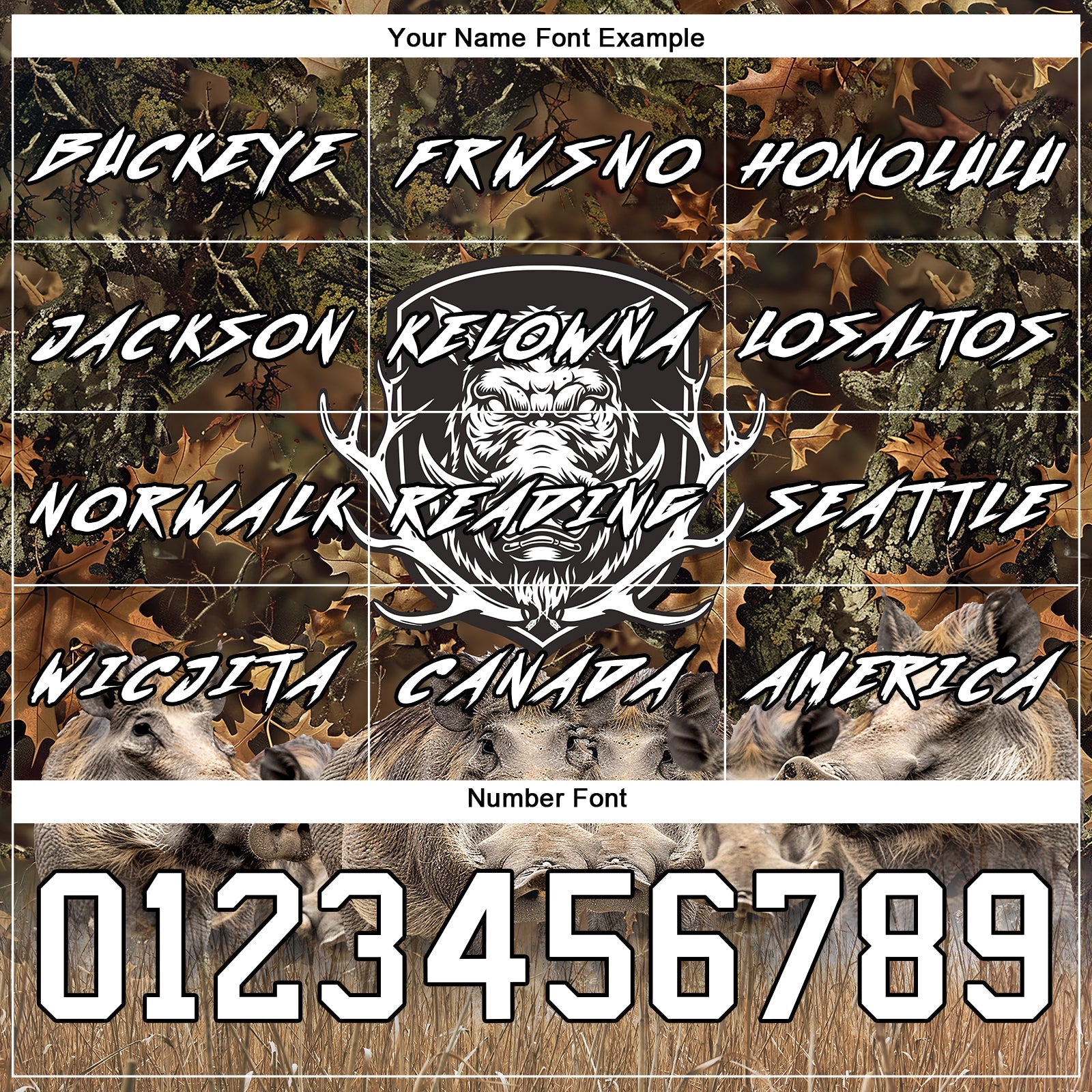 Custom Camo White-Black 3D Wild Boar Hunting Sports Pullover Sweatshirt Hoodie view 3