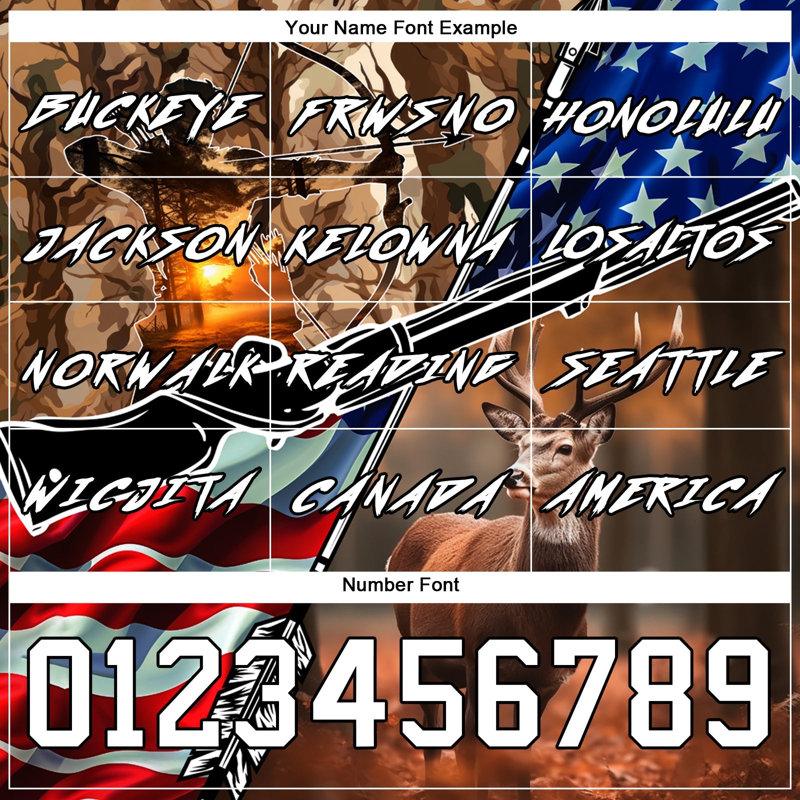 Custom Camo White-Black 3D American Flag And Hunting Tools Deer Hunting Sports Pullover Sweatshirt Hoodie view 4
