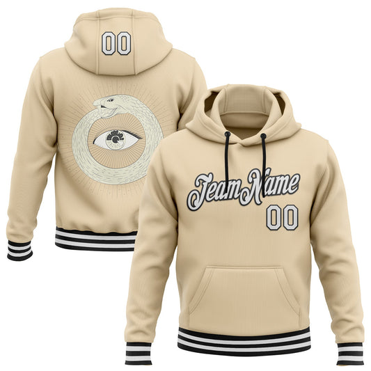 Custom Stitched City Cream White-Black 3D Pattern Design Evil Eyes Sports Pullover Sweatshirt Hoodie - Main View