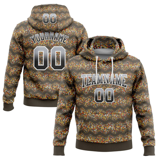 Custom Stitched Brown Gray-Black Fade 3D Pattern Design Colorful Circle Shapes Sports Pullover Sweatshirt Hoodie - Main View