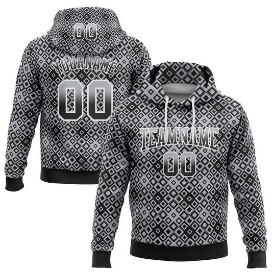 Custom Stitched Gray Black-White 3D Pattern Design Geometric Gradient Square Shapes Sports Pullover Sweatshirt Hoodie - Main View