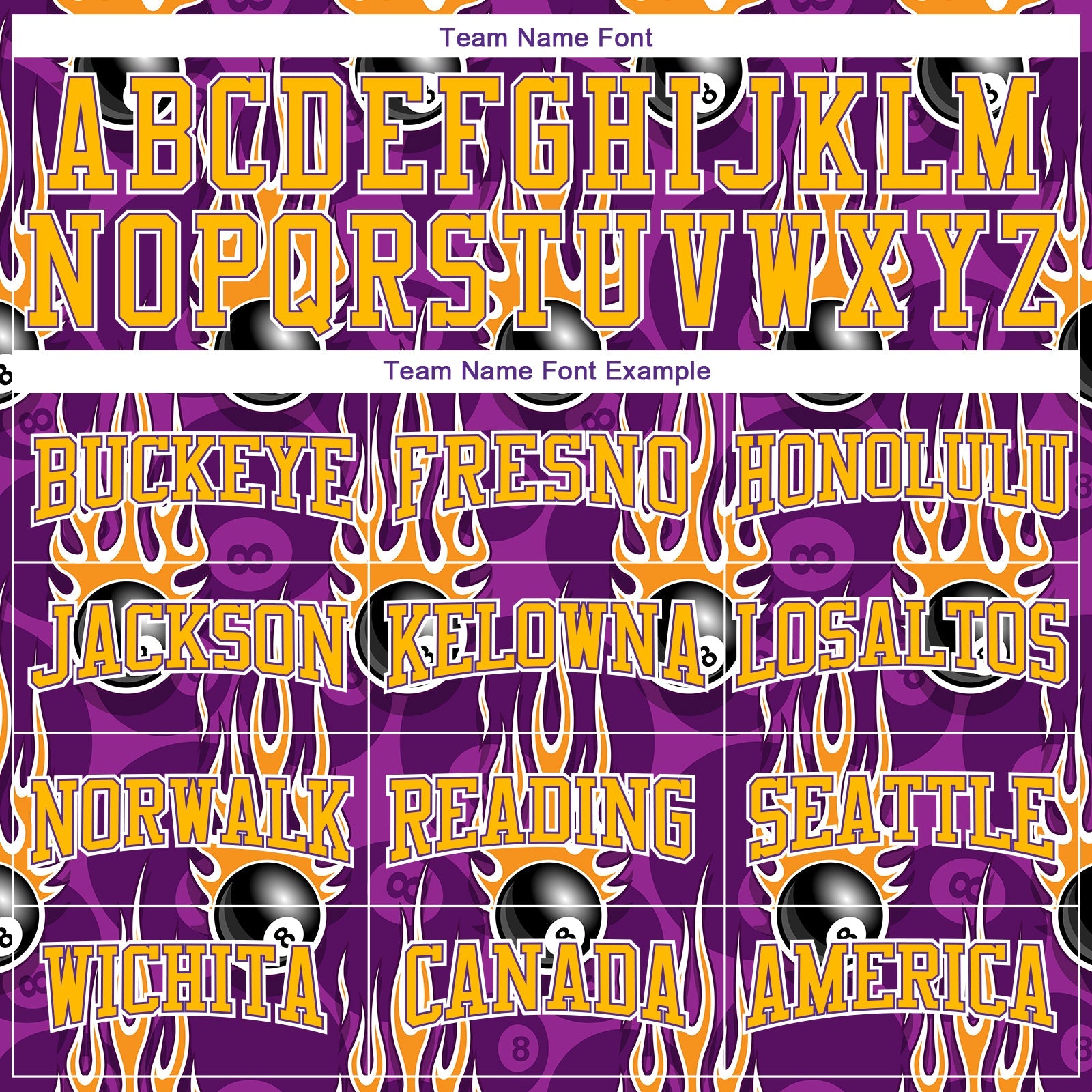 Custom Stitched Purple Gold-White 3D Billiard Snooker 8 Ball With Hotrod Flame Sports Pullover Sweatshirt Hoodie view 3
