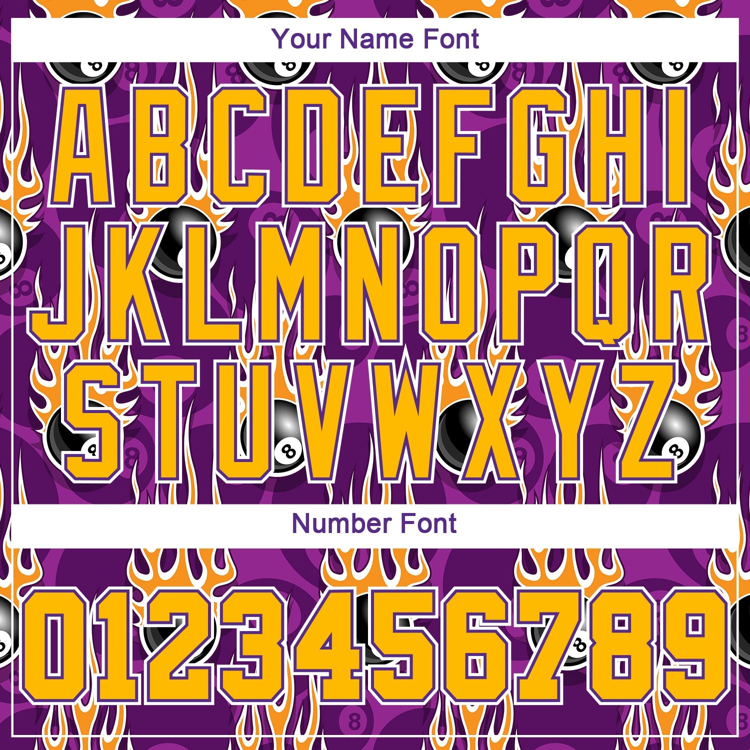 Custom Stitched Purple Gold-White 3D Billiard Snooker 8 Ball With Hotrod Flame Sports Pullover Sweatshirt Hoodie view 4