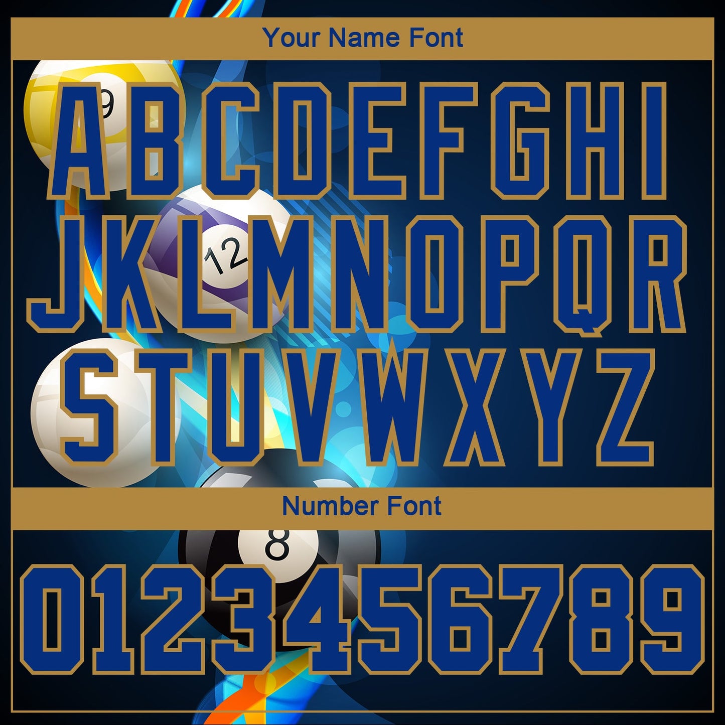 Custom Stitched Navy Royal-Old Gold 3D Billiard Sports Pullover Sweatshirt Hoodie view 4