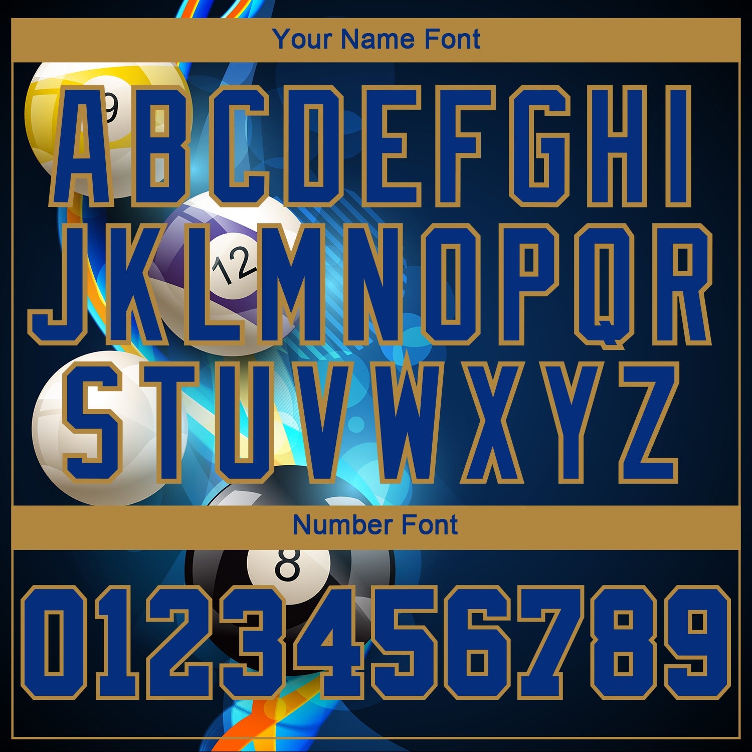 Custom Stitched Navy Royal-Old Gold 3D Billiard Sports Pullover Sweatshirt Hoodie view 4