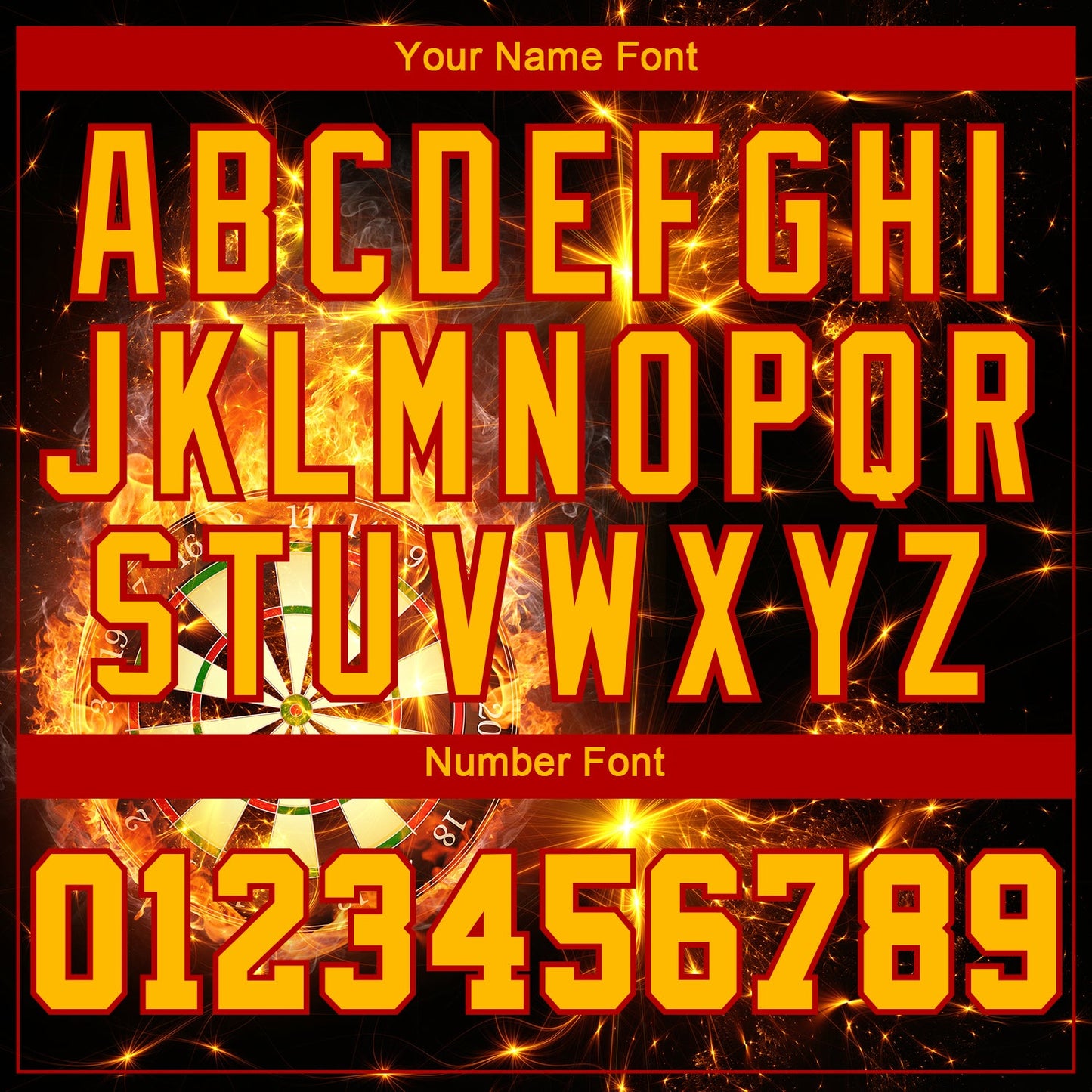Custom Stitched Black Gold-Red 3D Flame Dart Board Sports Pullover Sweatshirt Hoodie view 4