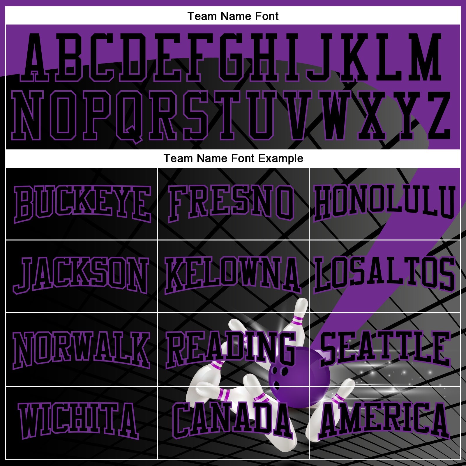 Custom Black Purple 3D Bowling Sports Pullover Sweatshirt Hoodie view 3