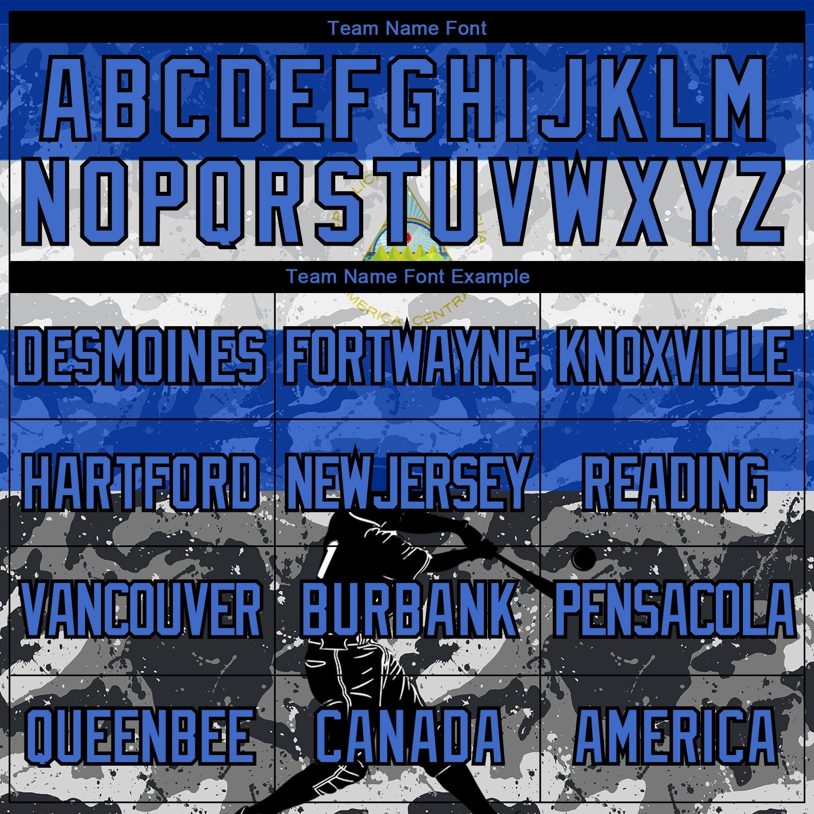 Custom Camo Powder Blue-Black 3D Nicaragua Nicaraguan Flag Sports Pullover Sweatshirt Salute To Service Hoodie view 3