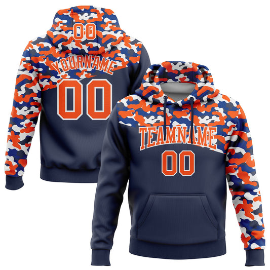 Custom Stitched Camo Orange Navy-Royal 3D Sports Pullover Sweatshirt Salute To Service Hoodie - Main View