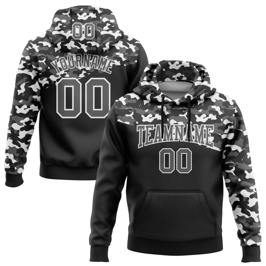 Custom Stitched Camo Steel Gray-Black 3D Sports Pullover Sweatshirt Salute To Service Hoodie - Main View
