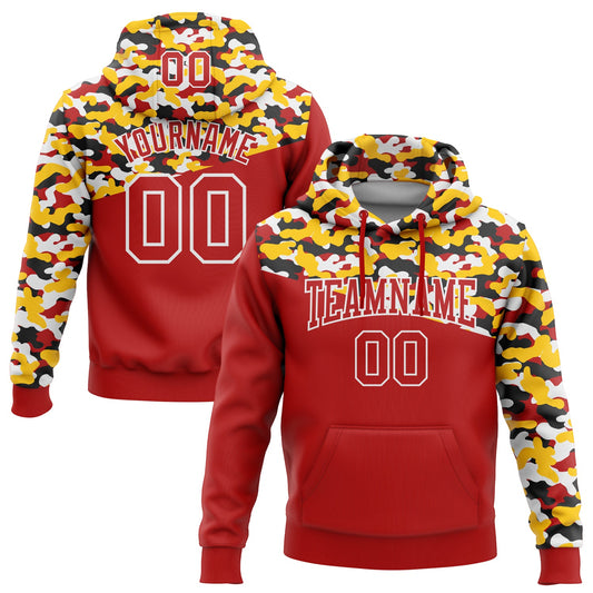 Custom Stitched Camo Red Yellow-Black 3D Sports Pullover Sweatshirt Salute To Service Hoodie - Main View