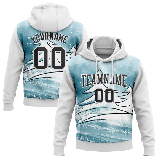 Custom Stitched White Black Christmas Snowflakes 3D Sports Pullover Sweatshirt Hoodie - Main View