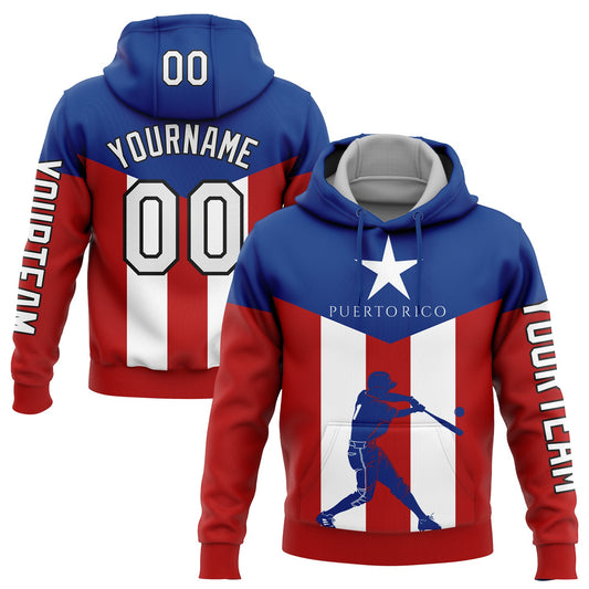 Custom Red Royal-Black 3D Puerto Rico Puerto Rican Flag Sports Pullover Sweatshirt Hoodie - Main View
