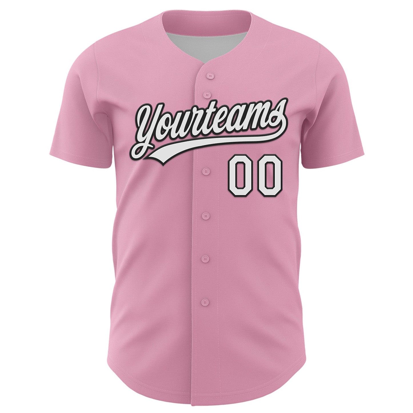 Custom Light Pink White-Black 3D Funny Christmas Authentic Baseball Jersey view 2