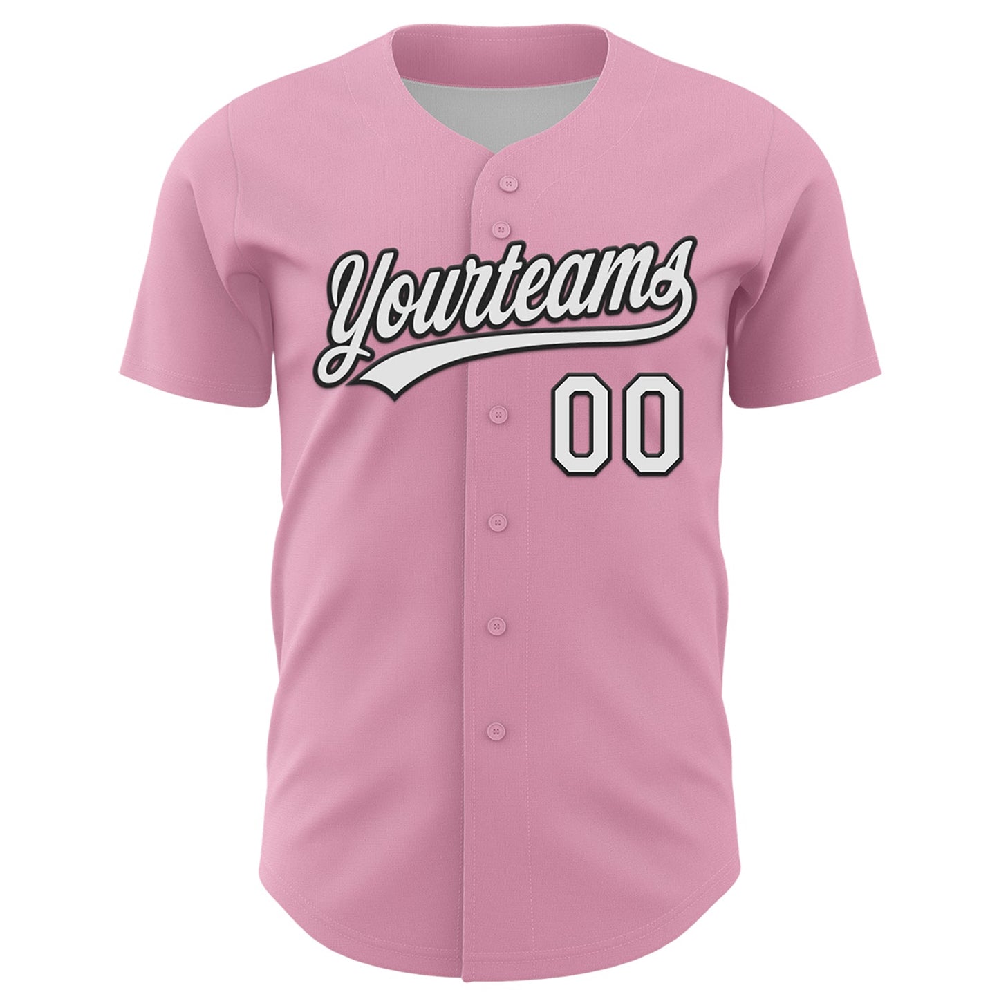 Custom Light Pink White-Black 3D Funny Christmas Authentic Baseball Jersey view 2