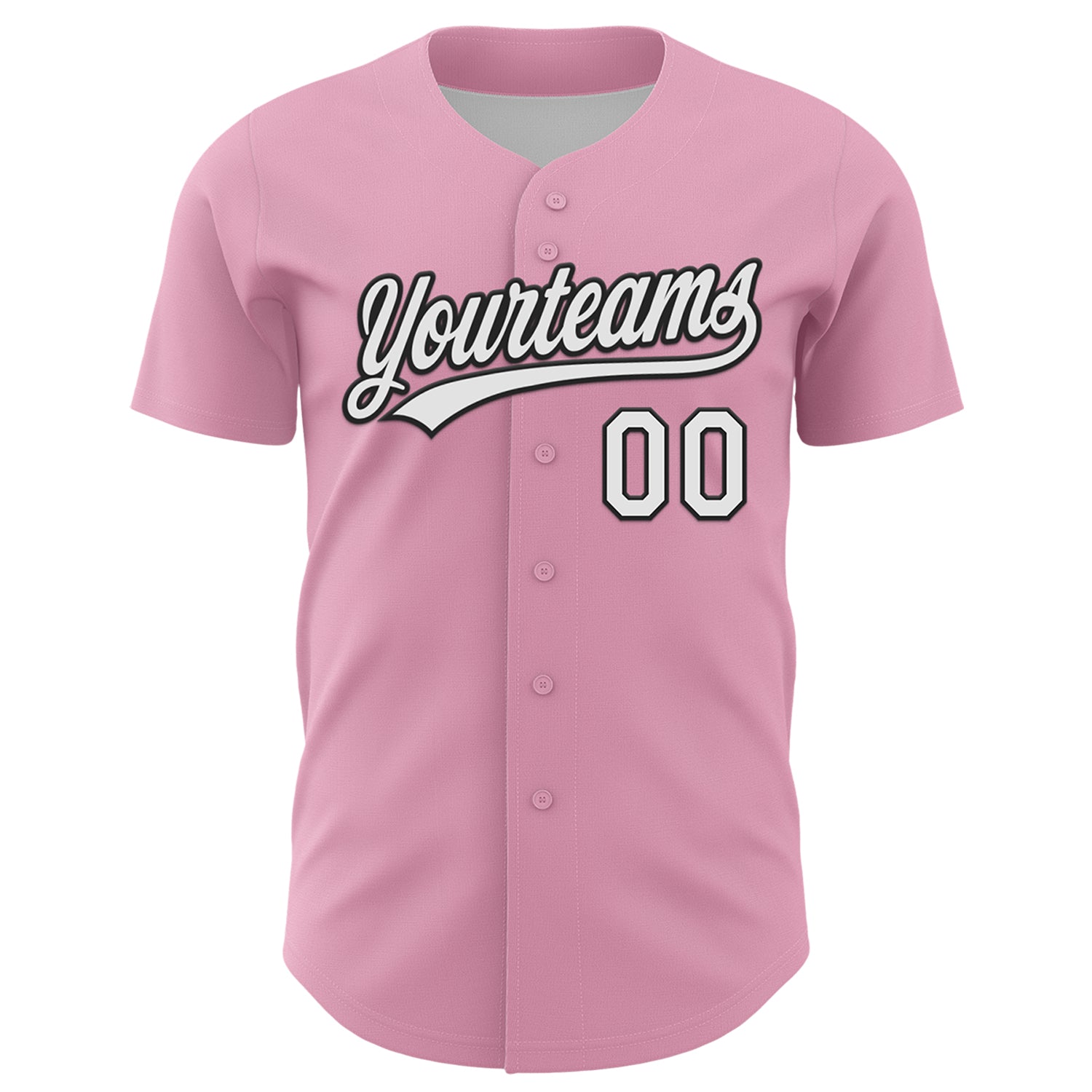Custom Light Pink White-Black 3D Funny Christmas Authentic Baseball Jersey view 2