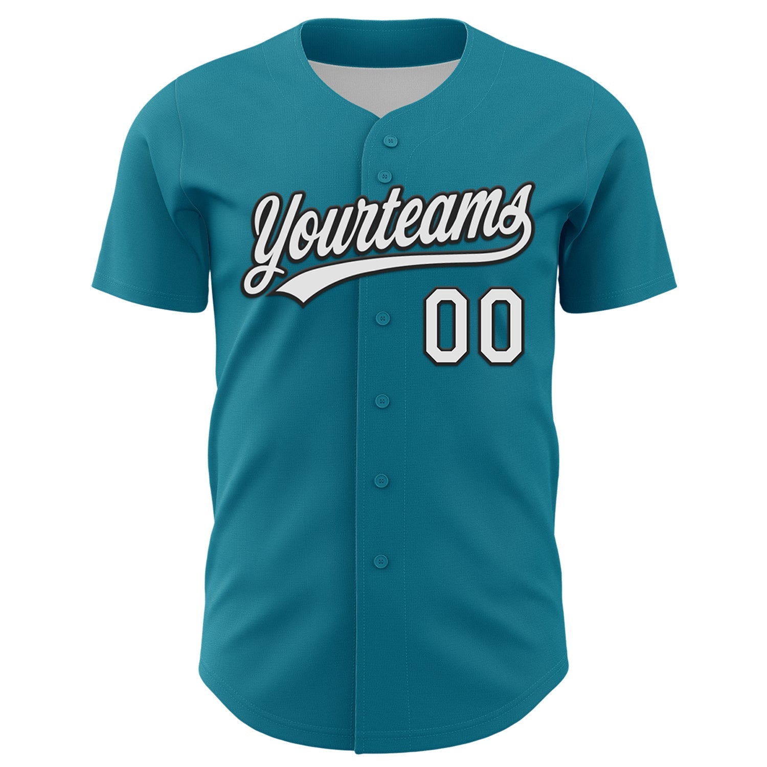 Custom Teal White-Black 3D Funny Christmas Authentic Baseball Jersey view 2