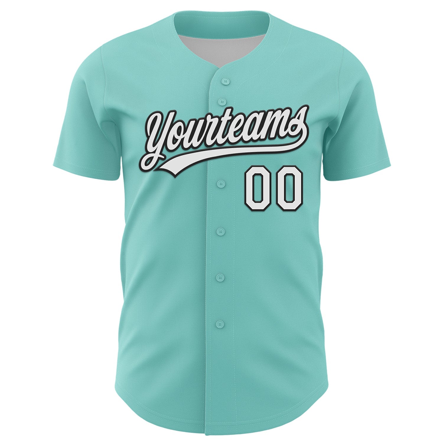 Custom Ice Blue White-Black 3D Funny Christmas Authentic Baseball Jersey view 2