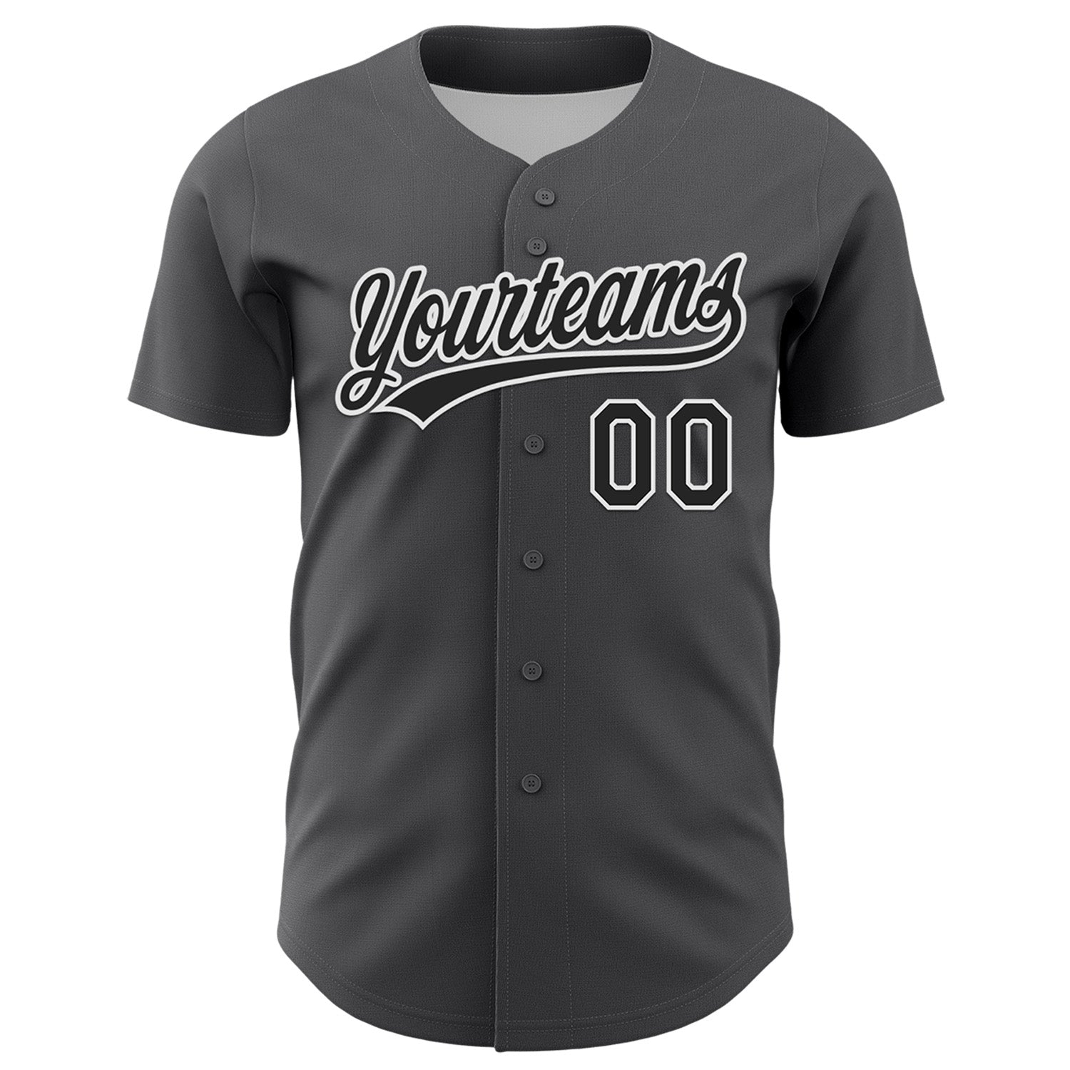Custom Steel Gray Black-White 3D Pattern Design Black History Month Authentic Baseball Jersey view 2