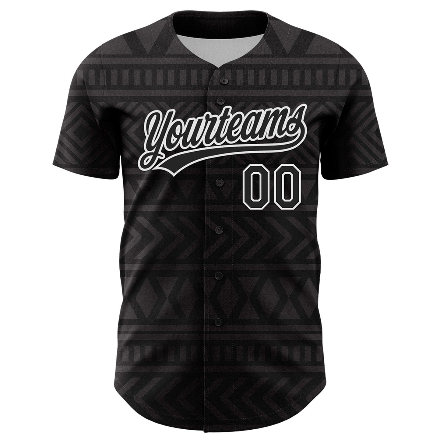 Custom Black White 3D Pattern Design Black History Month Authentic Baseball Jersey view 2