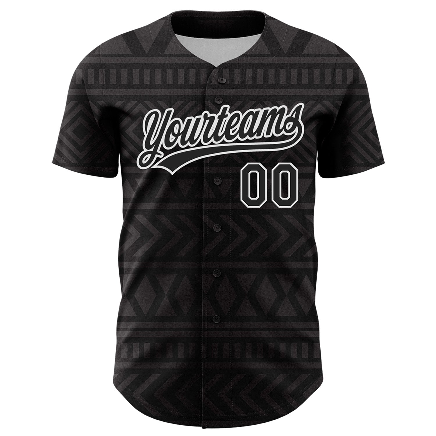 Custom Black White 3D Pattern Design Black History Month Authentic Baseball Jersey view 2