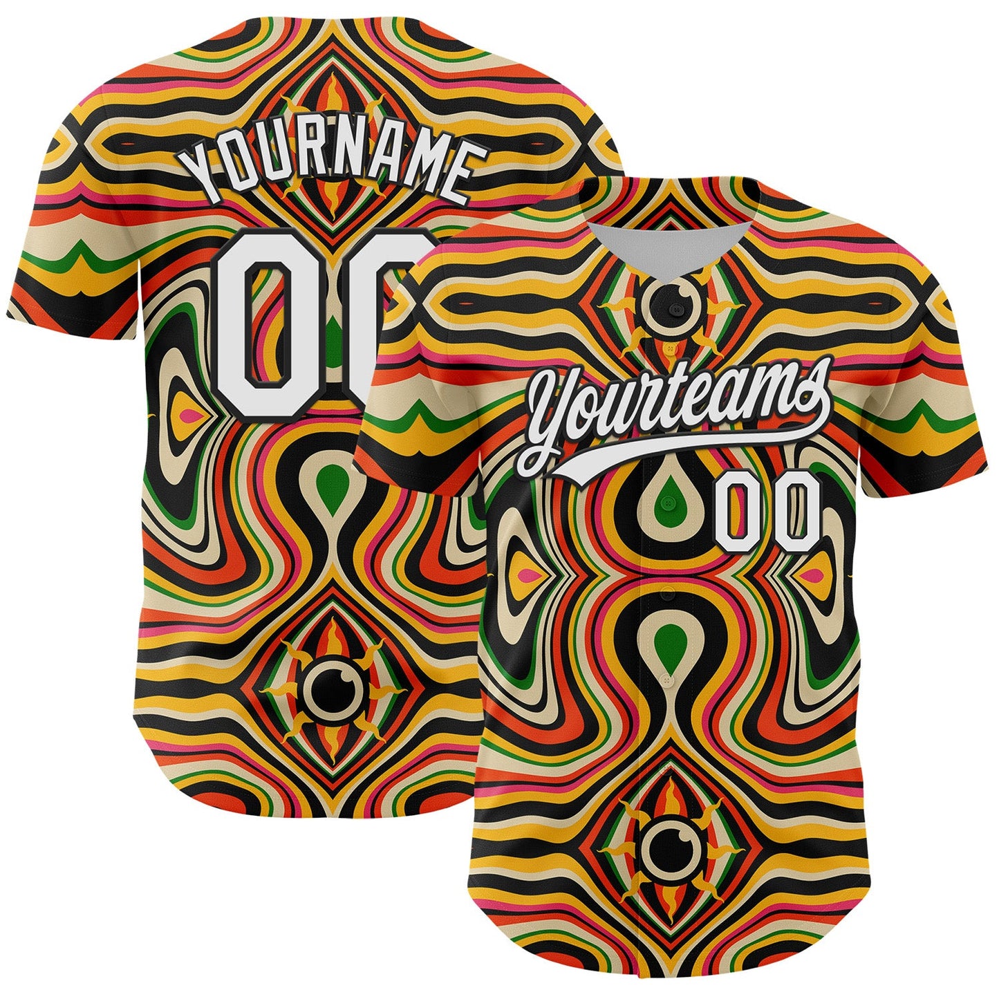 Custom Orange White-Black 3D Pattern Design Black History Month Authentic Baseball Jersey - Main View