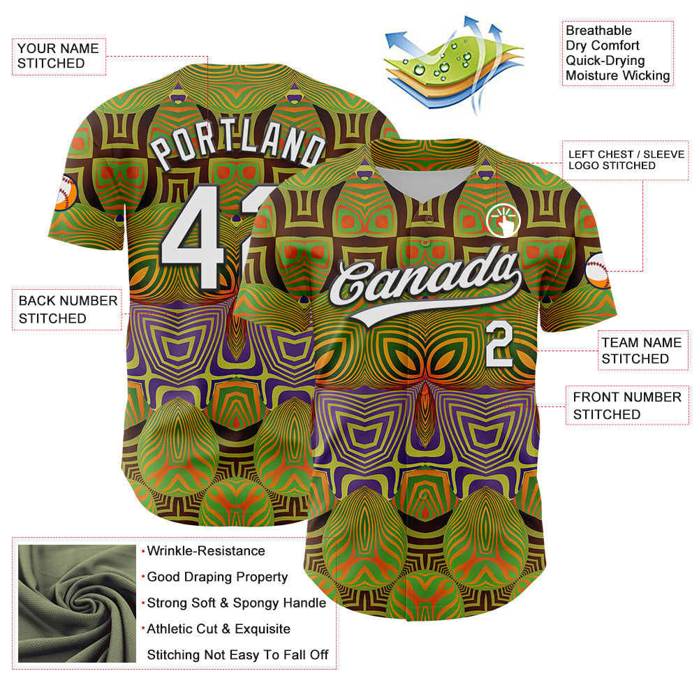 Custom Olive White-Black 3D Pattern Design Black History Month Authentic Salute To Service Baseball Jersey view 3