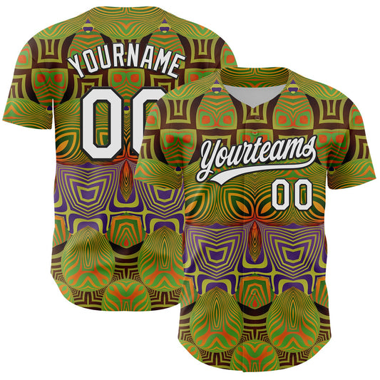 Custom Olive White-Black 3D Pattern Design Black History Month Authentic Salute To Service Baseball Jersey - Main View