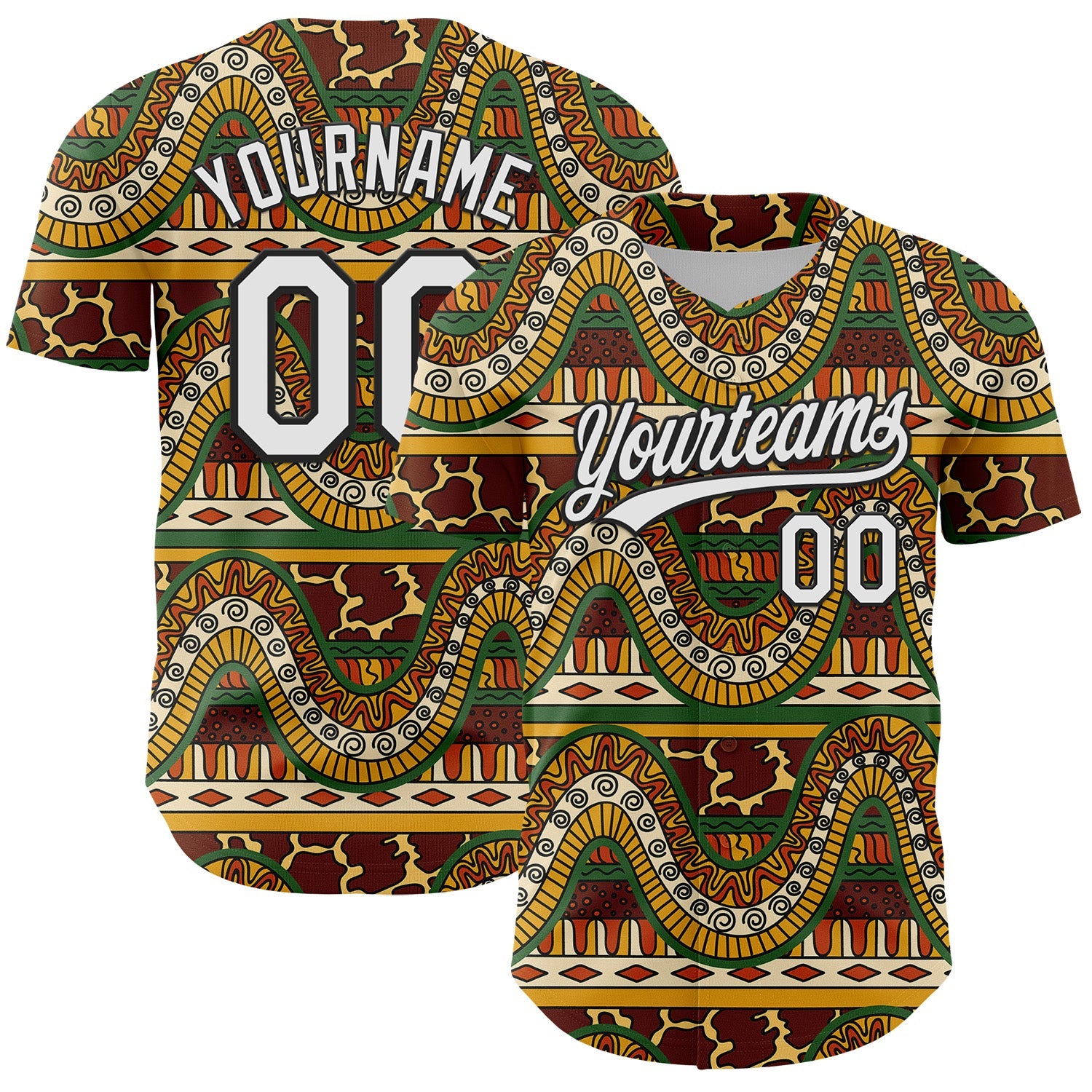 Custom Brown White-Black 3D Pattern Design Black History Month Authentic Baseball Jersey - Main View