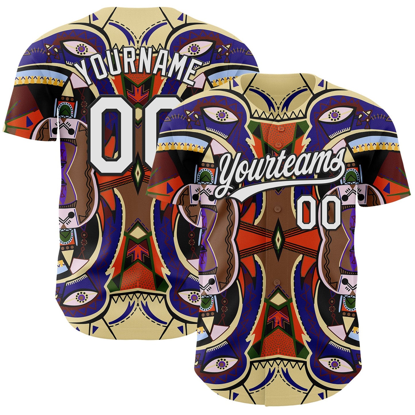 Custom Dark Purple White-Black 3D Pattern Design Black History Month Authentic Baseball Jersey - Main View