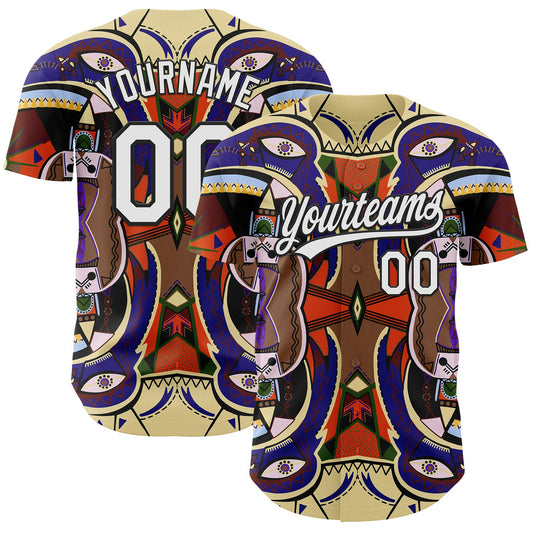Custom Dark Purple White-Black 3D Pattern Design Black History Month Authentic Baseball Jersey - Main View