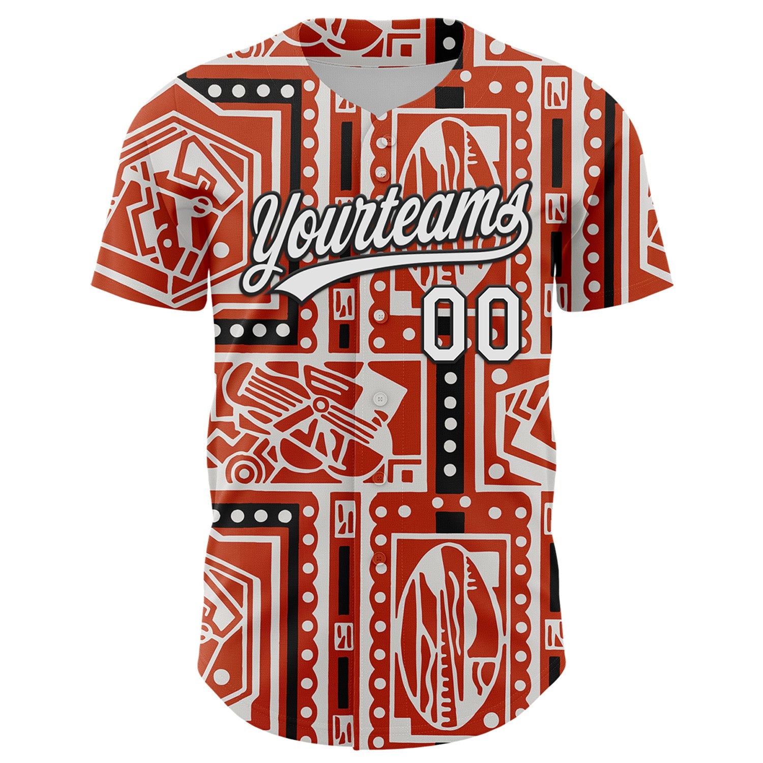 Custom Orange White-Black 3D Pattern Design Black History Month Authentic Baseball Jersey view 2