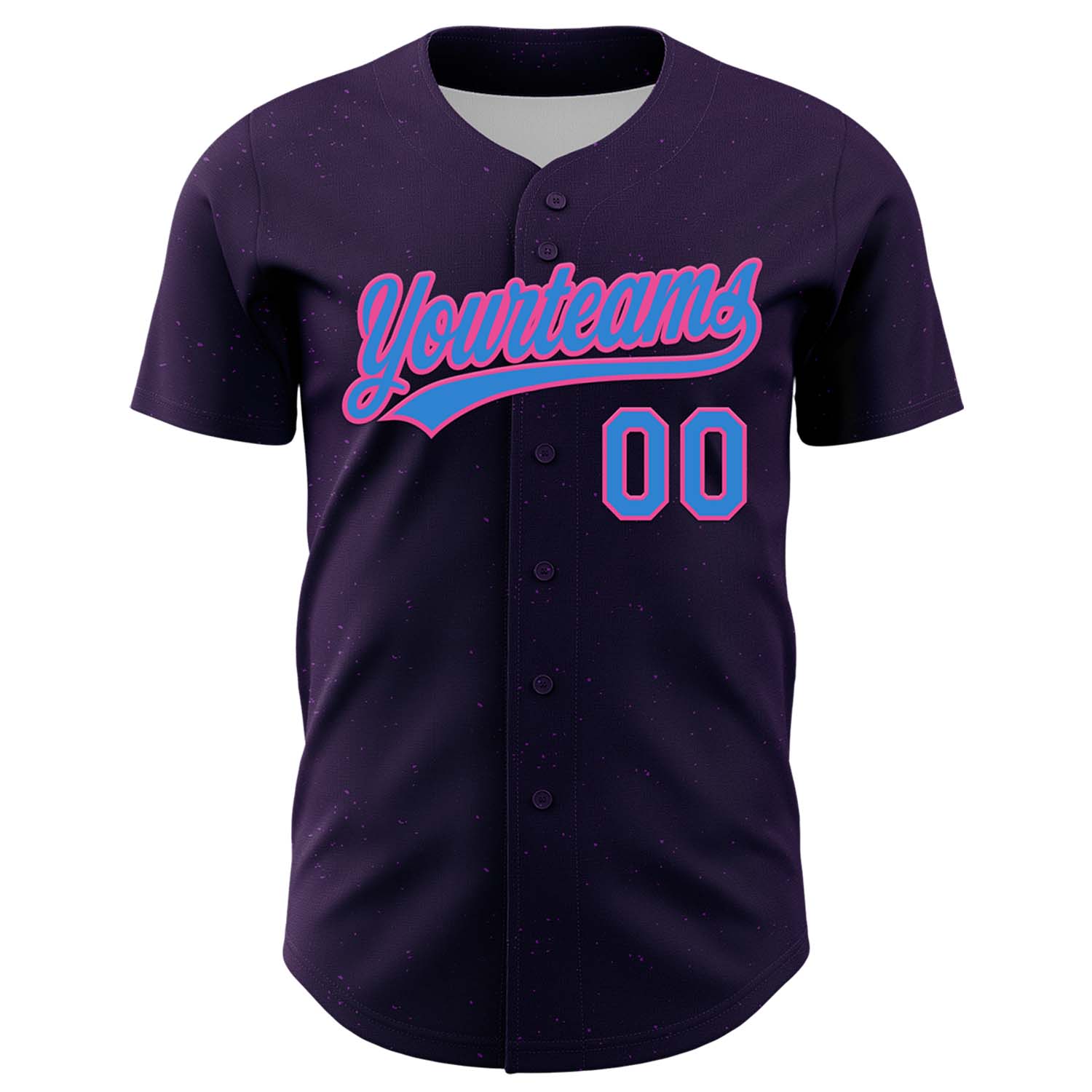 Custom Purple Electric Blue-Pink 3D Love Heart Valentine's Day Authentic Baseball Jersey view 2