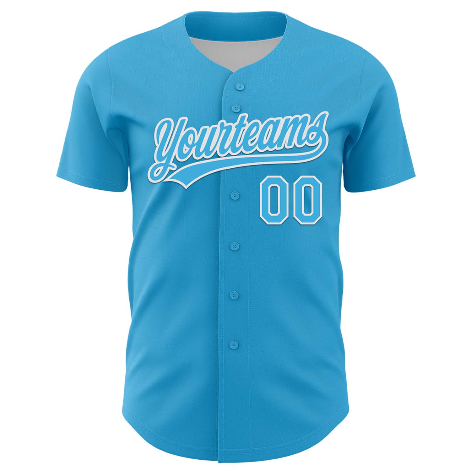 Custom Sky Blue White 3D Love Heart Valentine's Day Authentic Baseball Jersey view 2