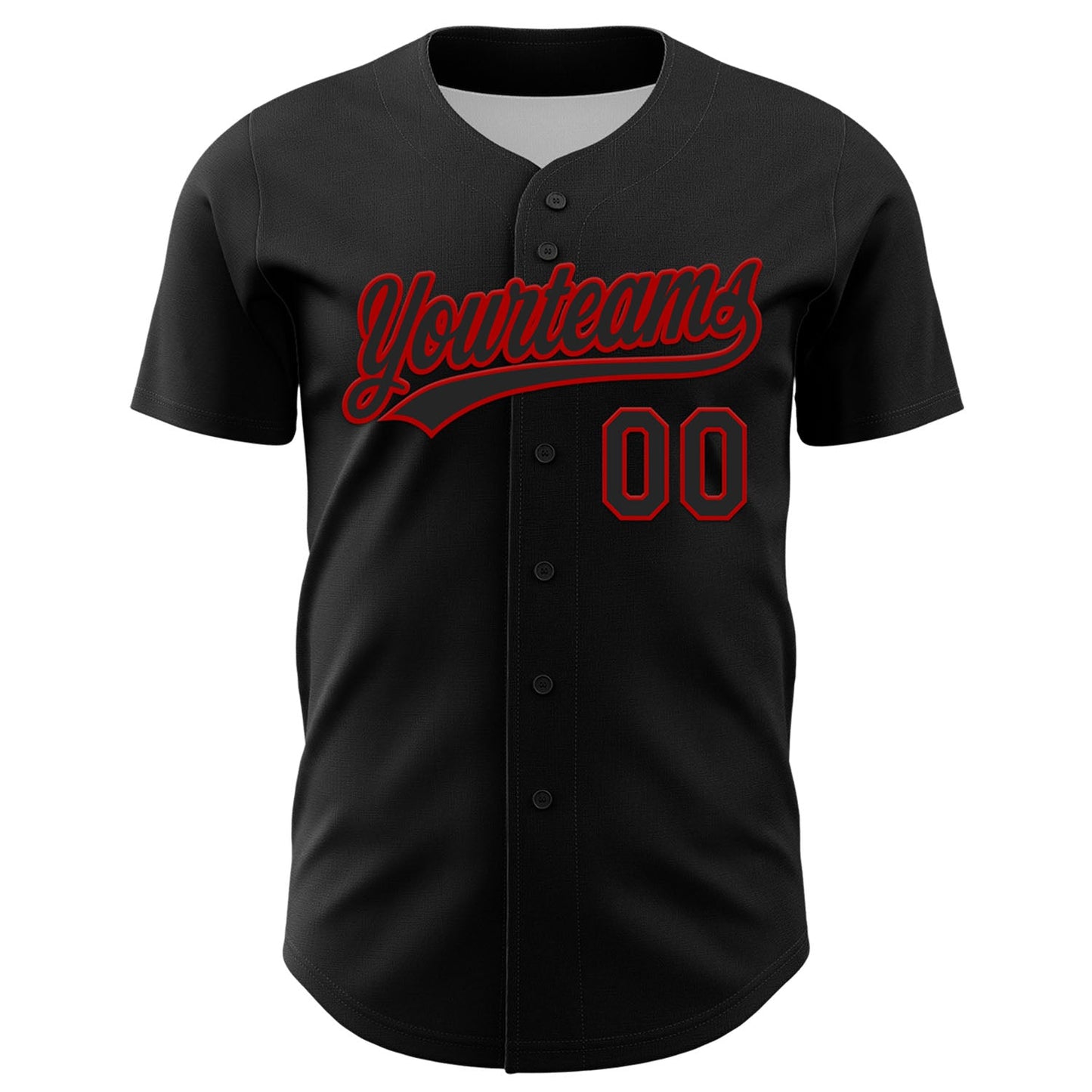 Custom Black Red 3D Love Heart Valentine's Day Authentic Baseball Jersey view 2