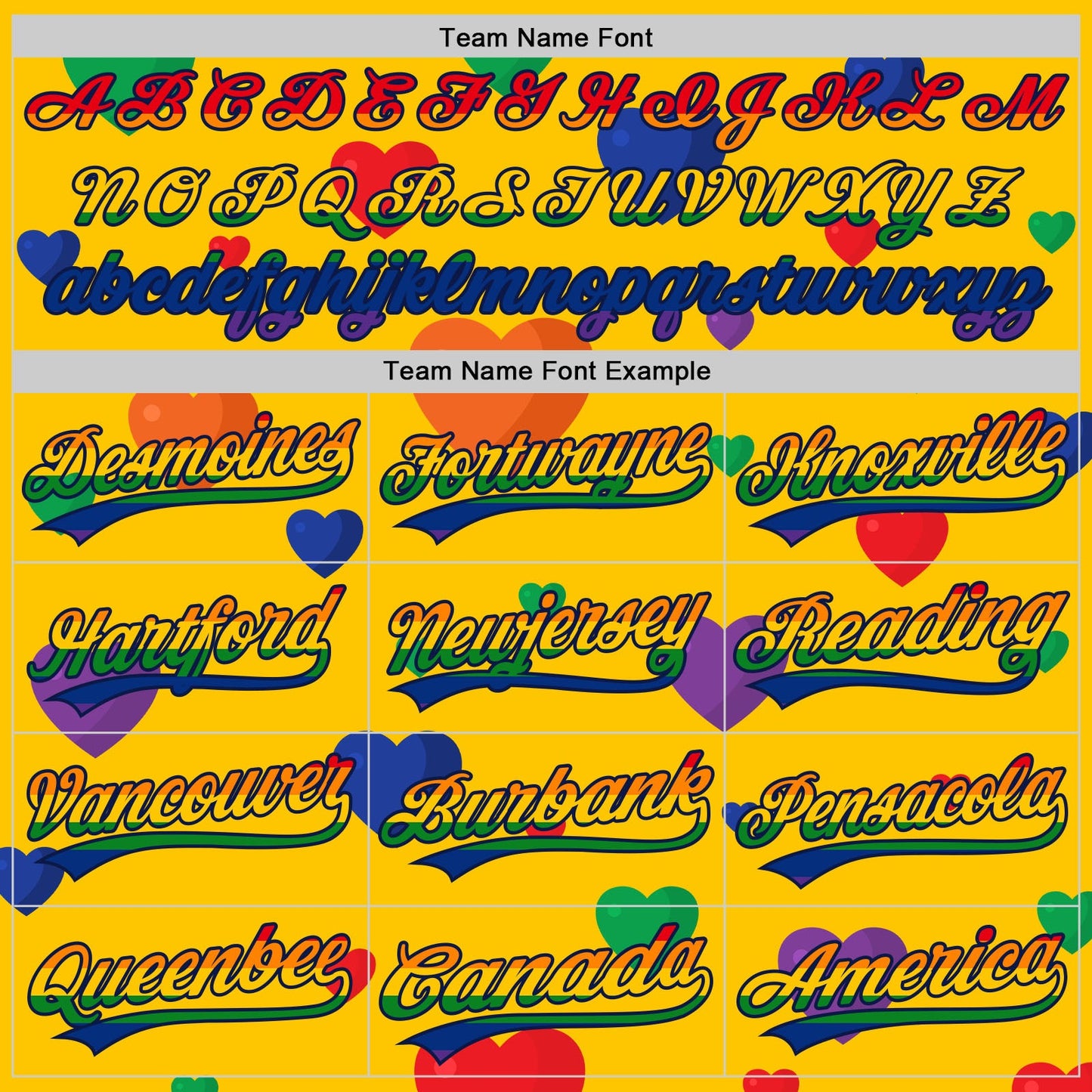 Custom Yellow Rainbow-Black 3D Love Heart Valentine's Day Authentic Baseball Jersey view 4