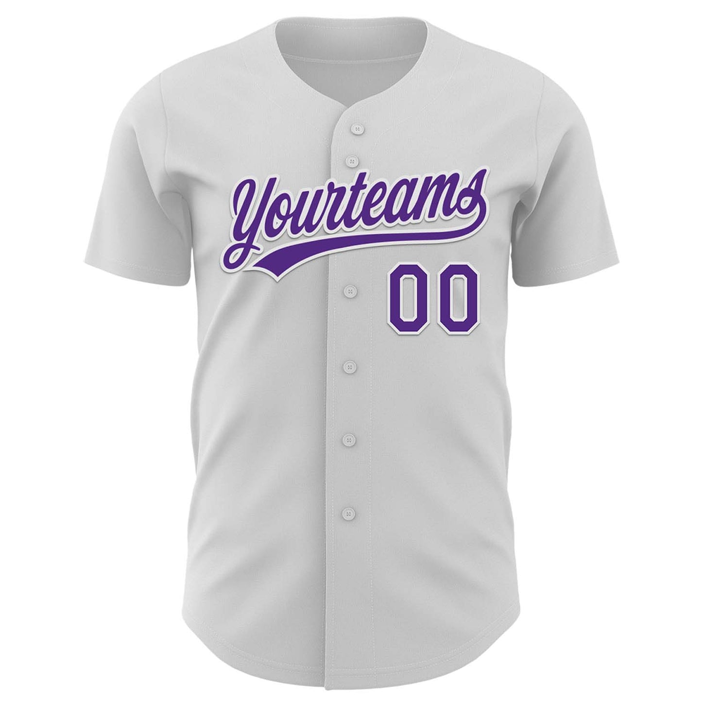 Custom White Purple 3D Pancreatic Cancer Ribbon Authentic Baseball Jersey view 2