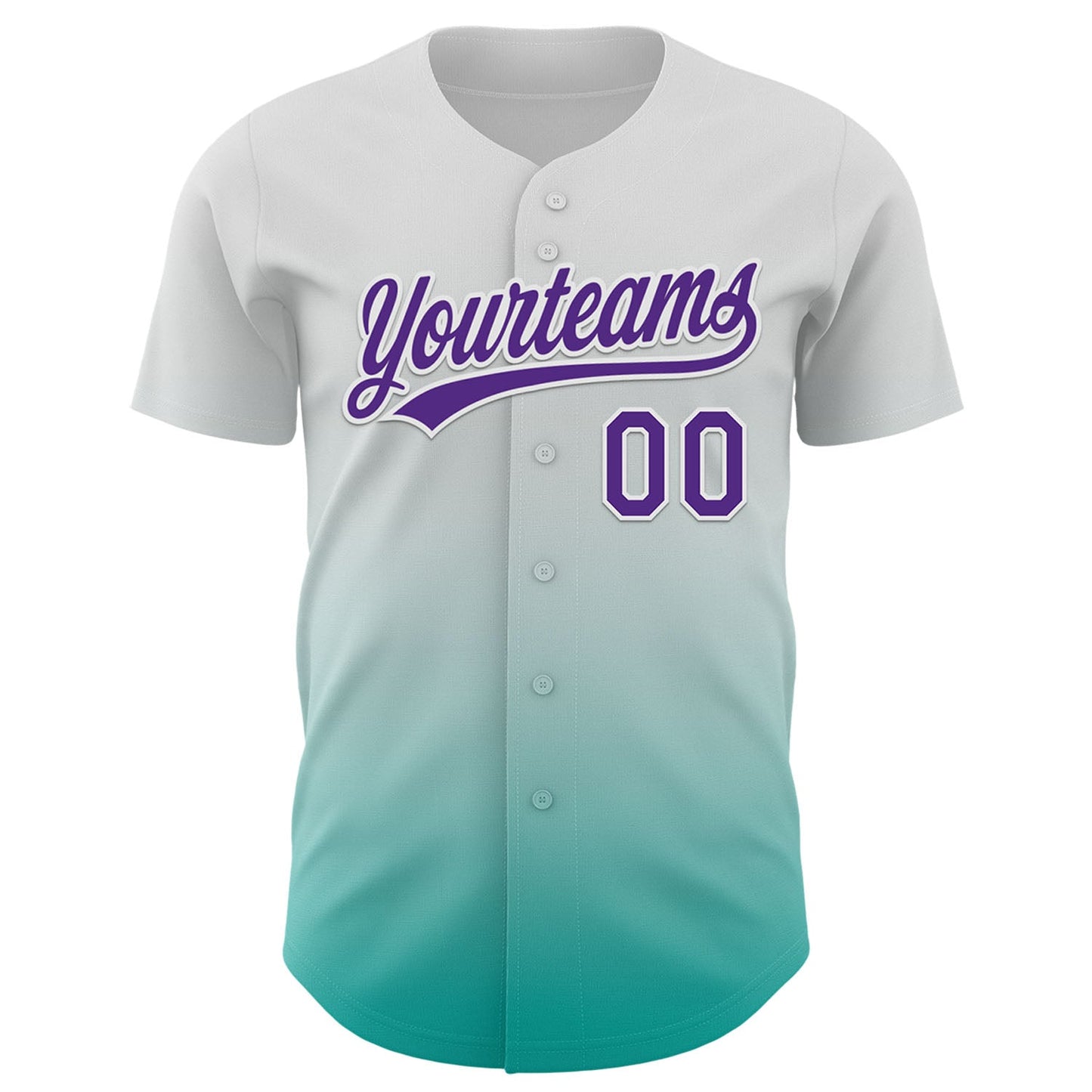 Custom White Purple-Aqua 3D Testicular Cancer Ribbon Authentic Baseball Jersey view 2