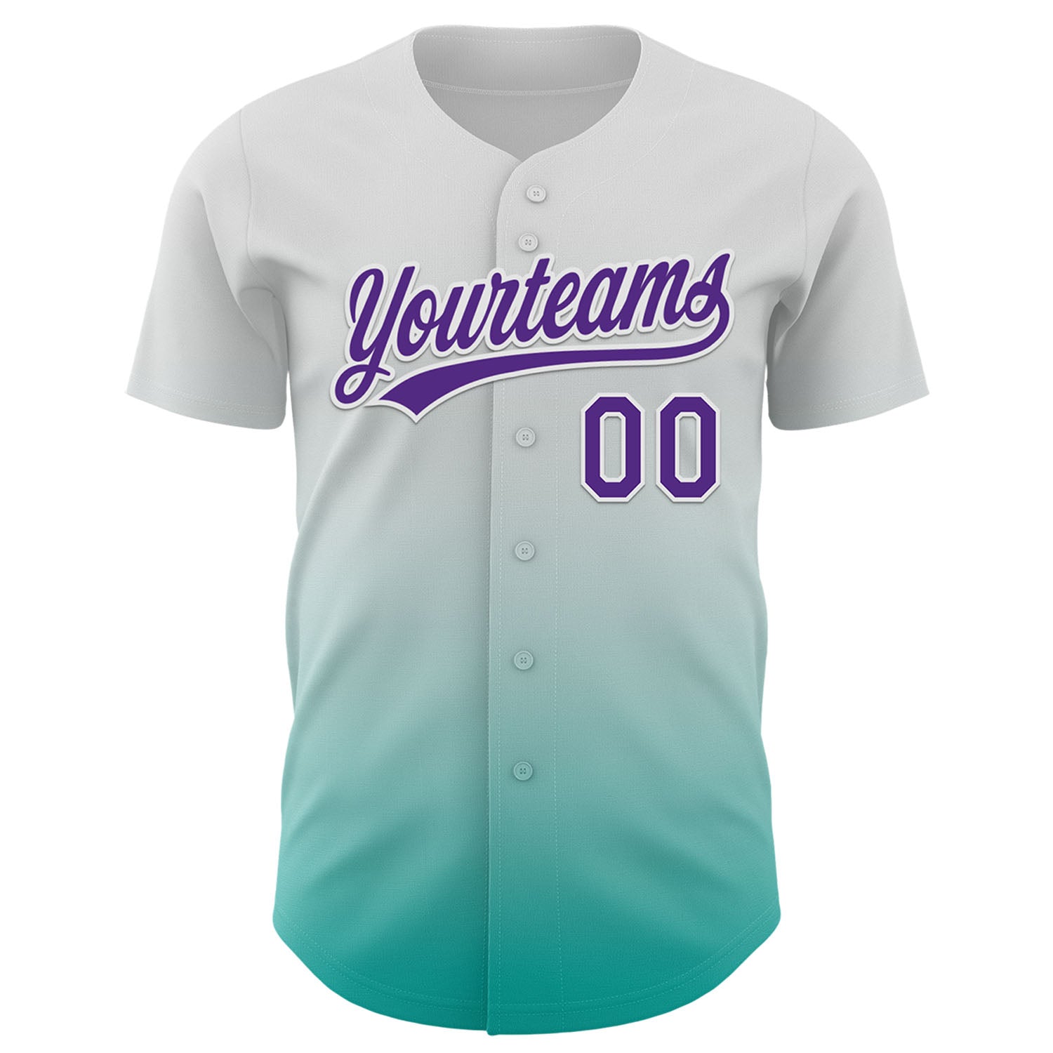 Custom White Purple-Aqua 3D Testicular Cancer Ribbon Authentic Baseball Jersey view 2