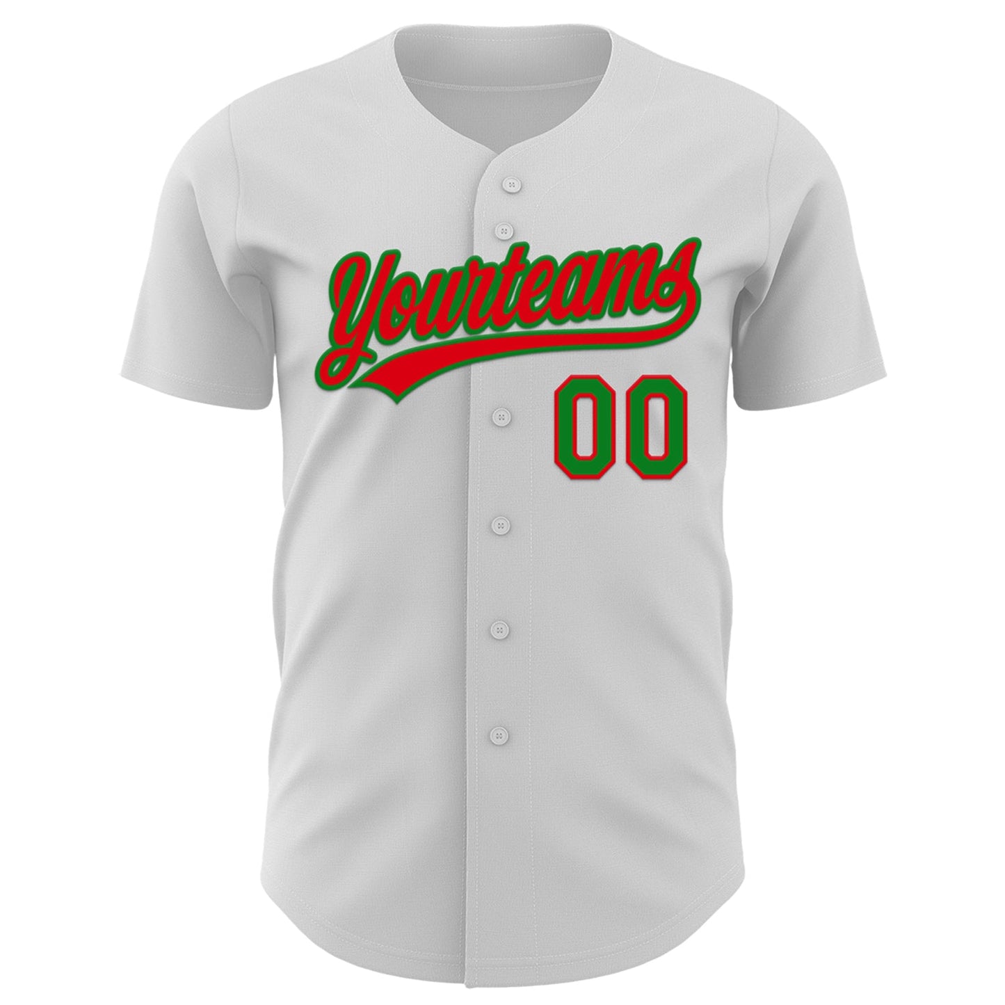 Custom White Fire Red-Grass Green 3D Funny Christmas Authentic Baseball Jersey view 2